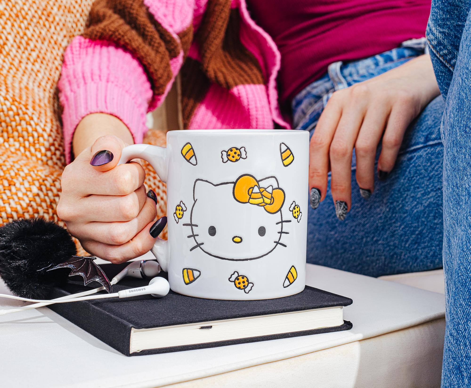 Alt View 3. Silver Buffalo - Sanrio Hello Kitty Candy Corn Wax Resist Ceramic Pottery Mug | Holds 14 Ounces - Orange.