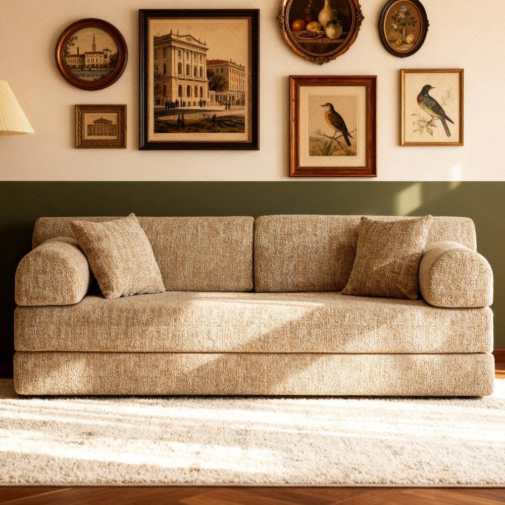 Angle. Loheer - Loheer Convertible Sleeper Sofa Bed 4-in-1 Boucle Floor Couch Folding Mattress Sofa for Small Space Ochre - Ochre.