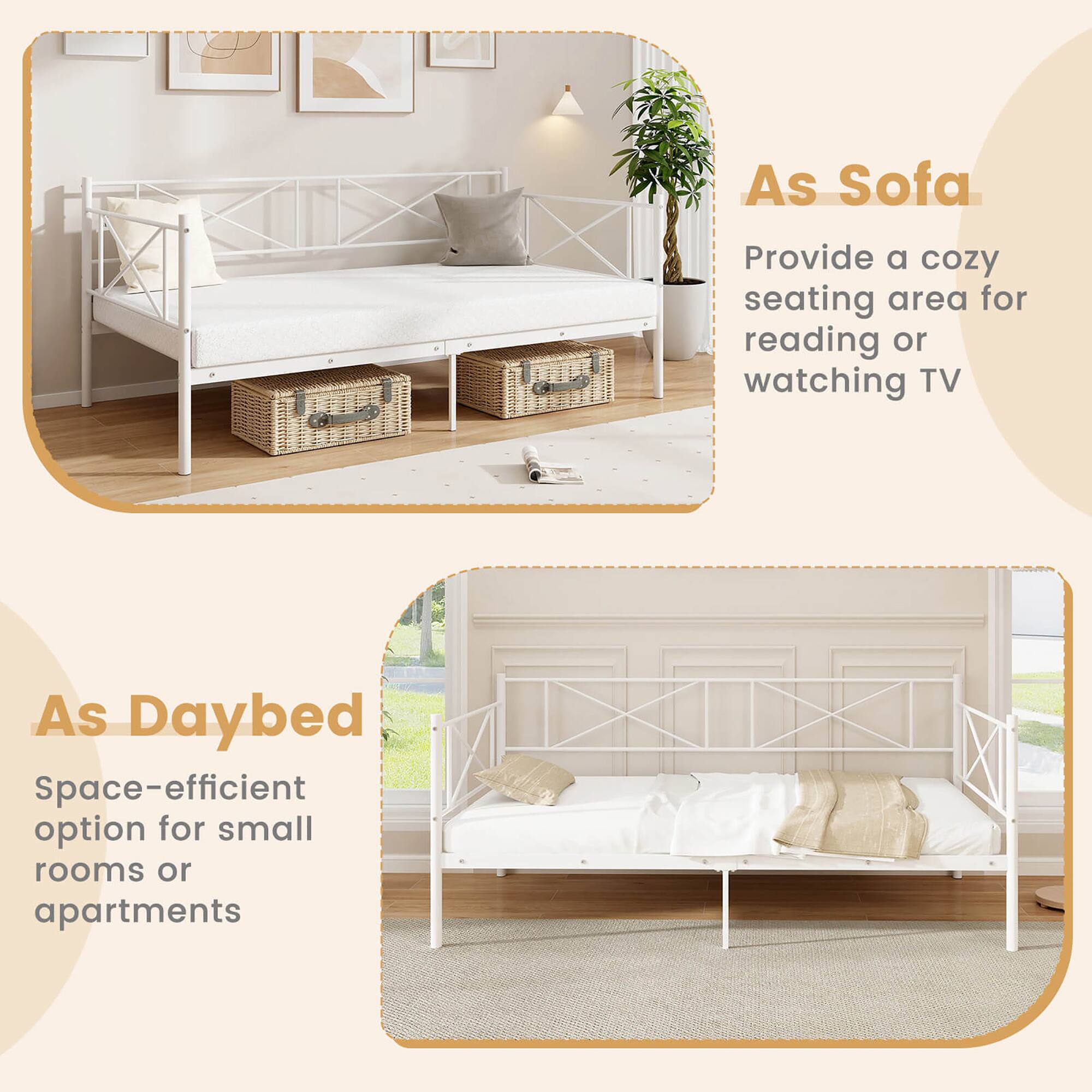 As Sofa  
Provide a cozy seating area for reading or watching TV  

As Daybed  
Space-efficient option for small rooms or apartments