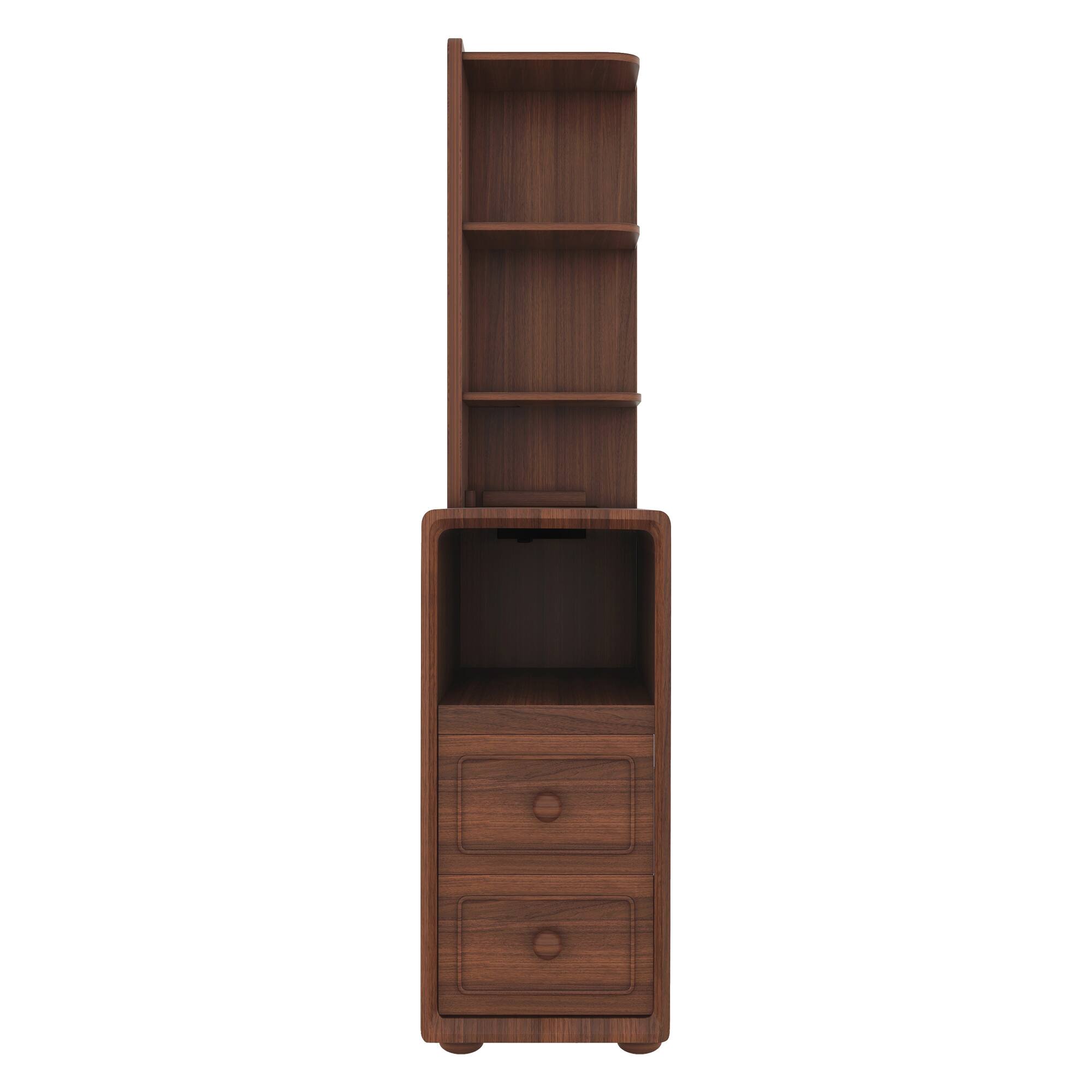 Alt View 5. Spaco - Spaco Nightstand 2 with Drawers and Open Shelves, Corner Table, Tall End Table for Small Spaces, Bedroom - Walnut.