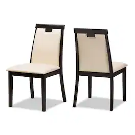 Baxton Studio - Set of 2 Evelyn Modern Faux Leather Upholstered and Finished Dining Chairs - Beige/Dark Brown