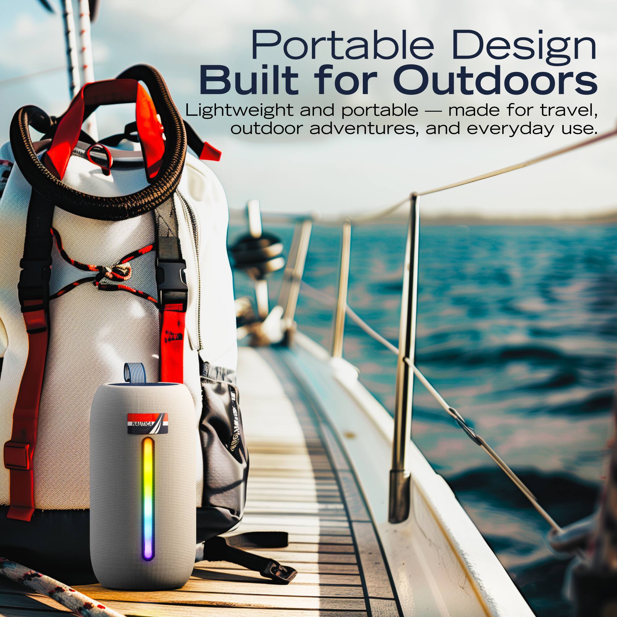 Portable Design Built for Outdoors  
Lightweight and portable — made for travel, outdoor adventures, and everyday use.