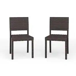 Martha Stewart - Bedford 2PK Outdoor Rattan Wicker Stackable Side Dining Chairs - Brown