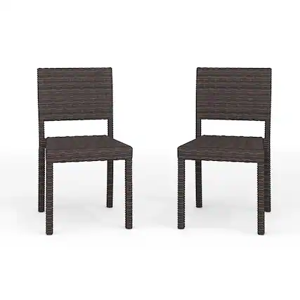 Front. Martha Stewart - Bedford 2PK Outdoor Rattan Wicker Stackable Side Dining Chairs - Brown.