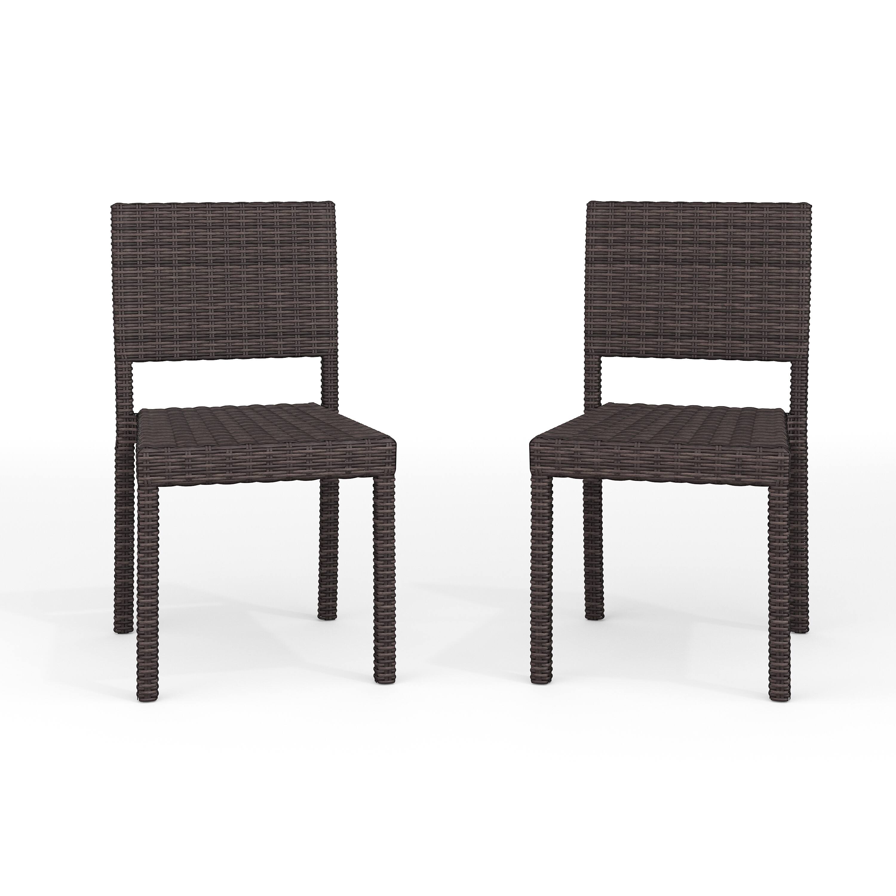 Front. Martha Stewart - Bedford 2PK Outdoor Rattan Wicker Stackable Side Dining Chairs - Brown.