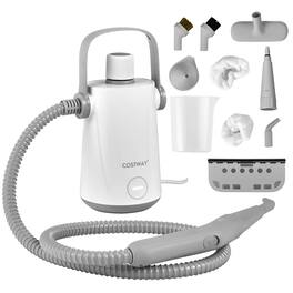 Costway - 1000W Multifunction Portable Hand-held Steam Cleaner W/10 Accessories - Grey,White