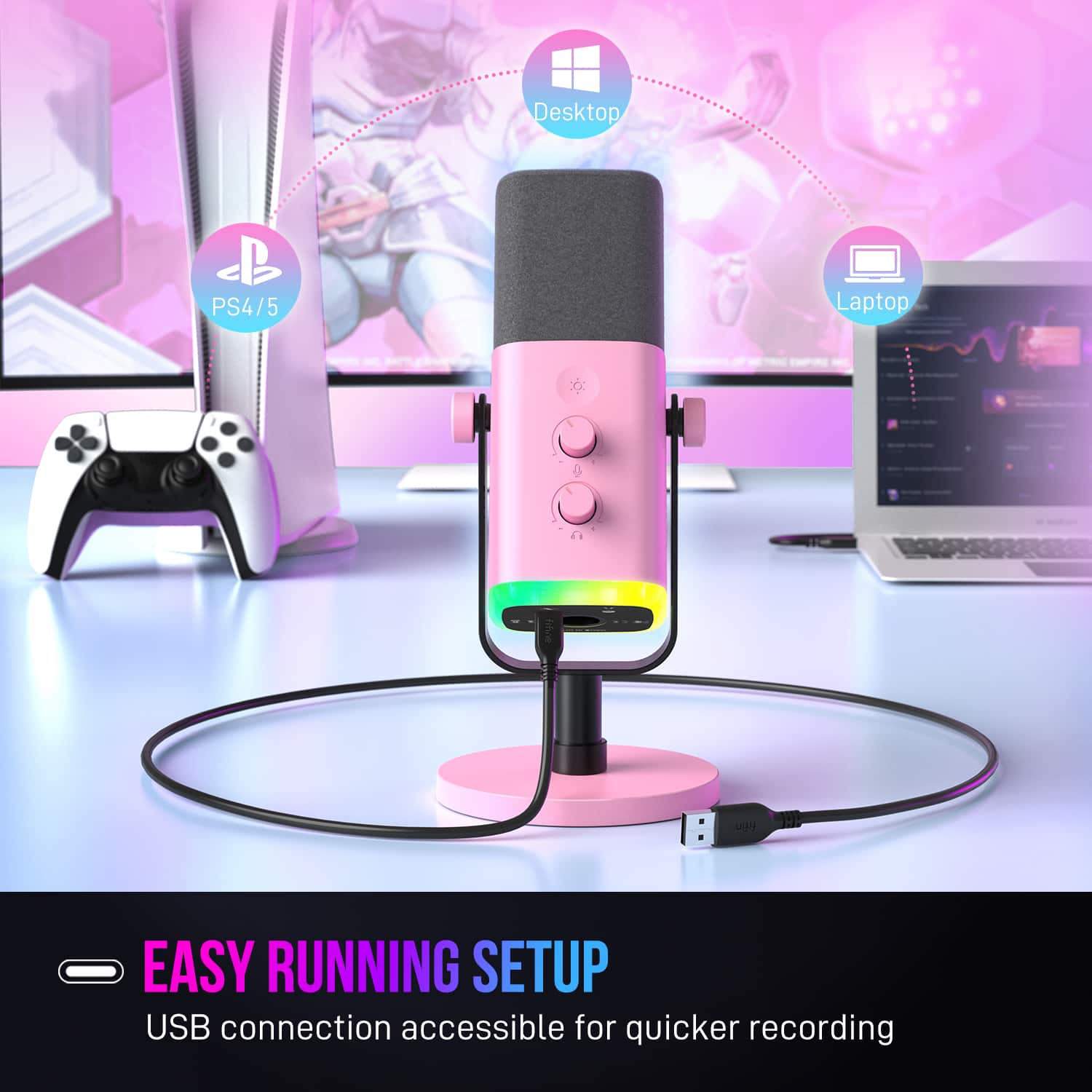Easy Running Setup - USB connection accessible for quicker recording.