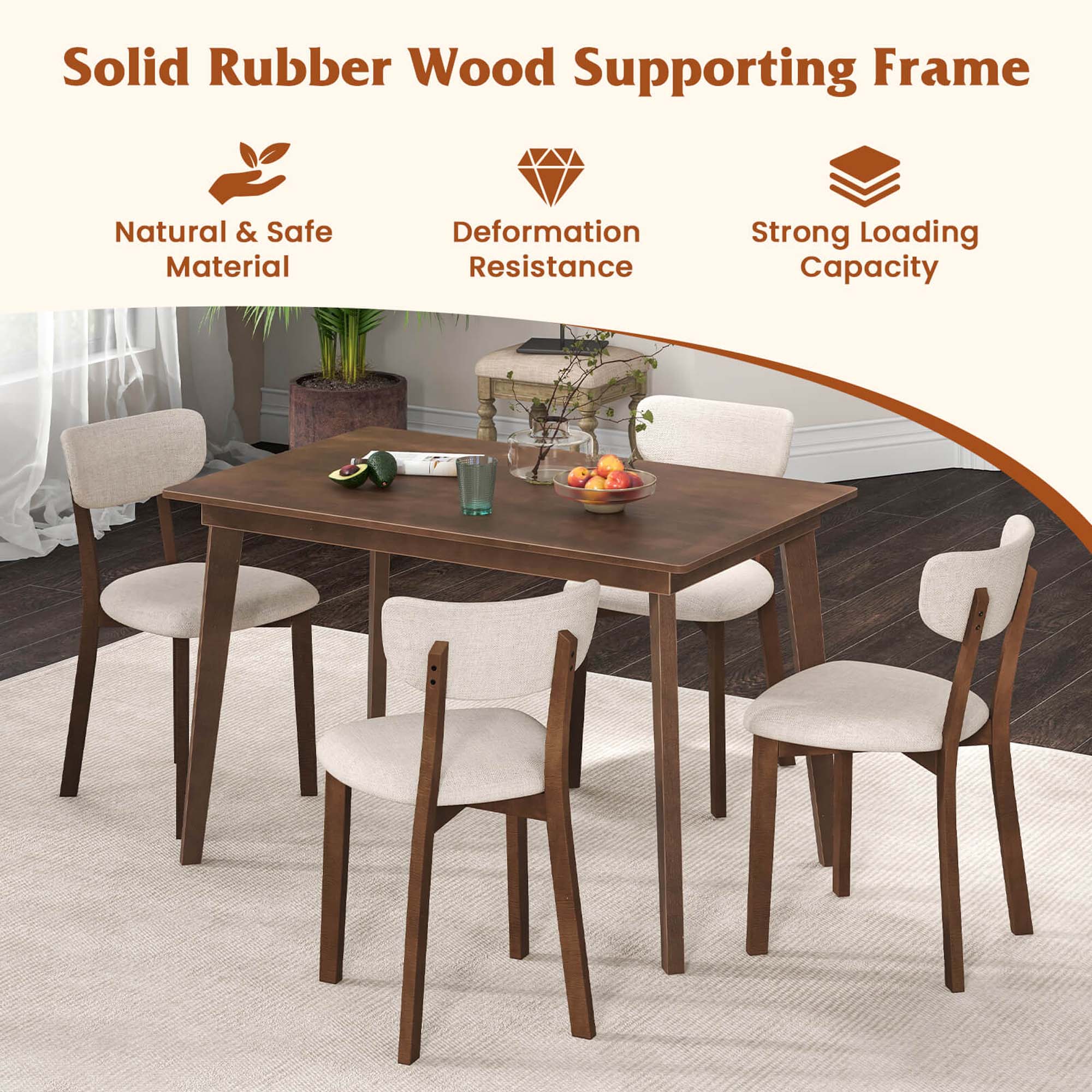 Solid Rubber Wood Supporting Frame: Natural & Safe Material, Deformation Resistance, Strong Loading Capacity.