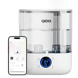 QIDO - Smart Humidifiers 1.32Gal/5L Top Fill Supersized Humidifier Ultra-quiet 36H Runtime - White