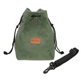 Unique Bargains - Camera Lens Pouch, M Size Drawstring Flannel Handbag with Shoulder Strap for DSLR Lens - Green