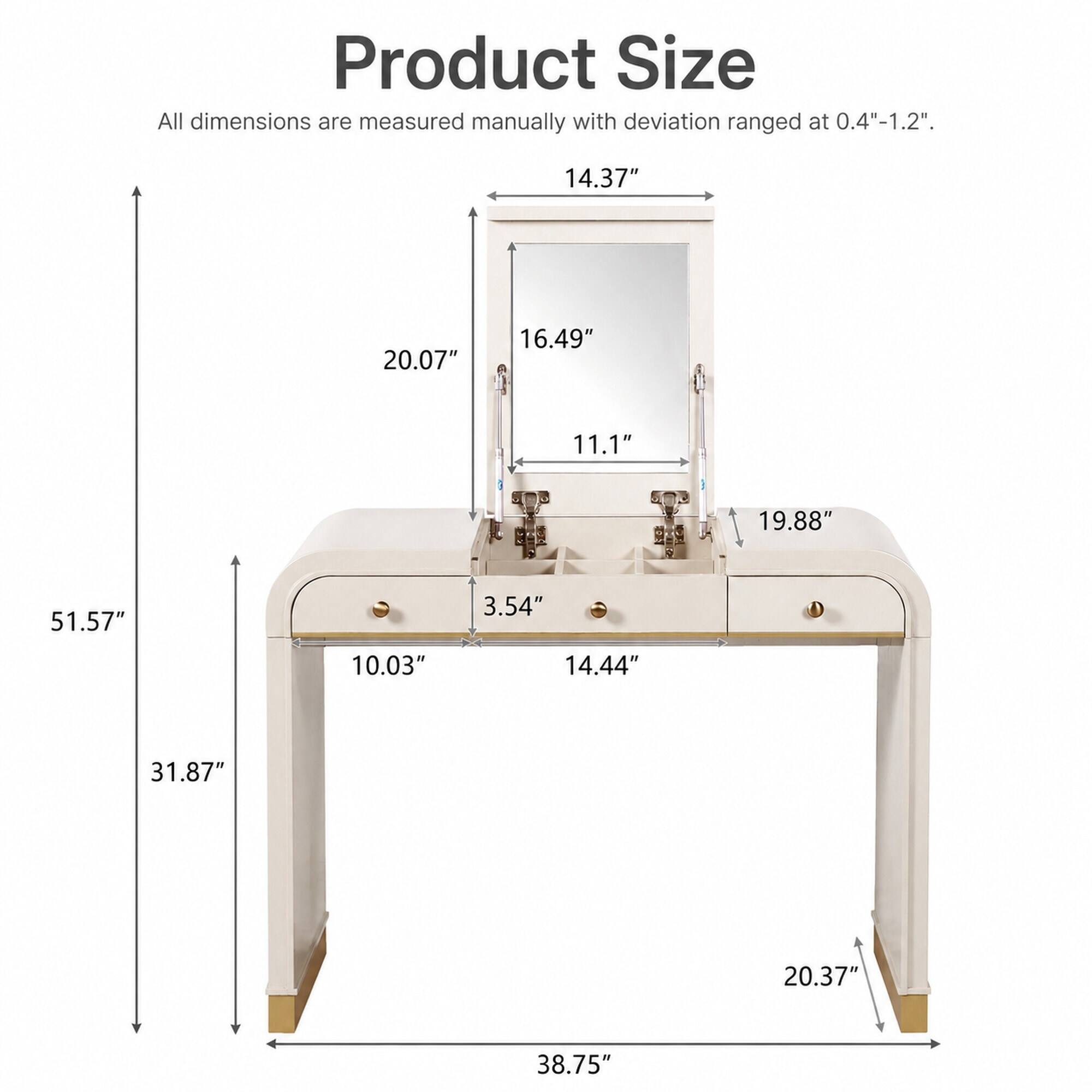 Product Size  
All dimensions are measured manually with deviation ranged at 0.4"-1.2".  

14.37"  
20.07"  
16.49"  
11.1"  
19.88"  
51.57"  
3.54"  
10.03"  
14.44"  
31.87"  
20.37"  
38.75"