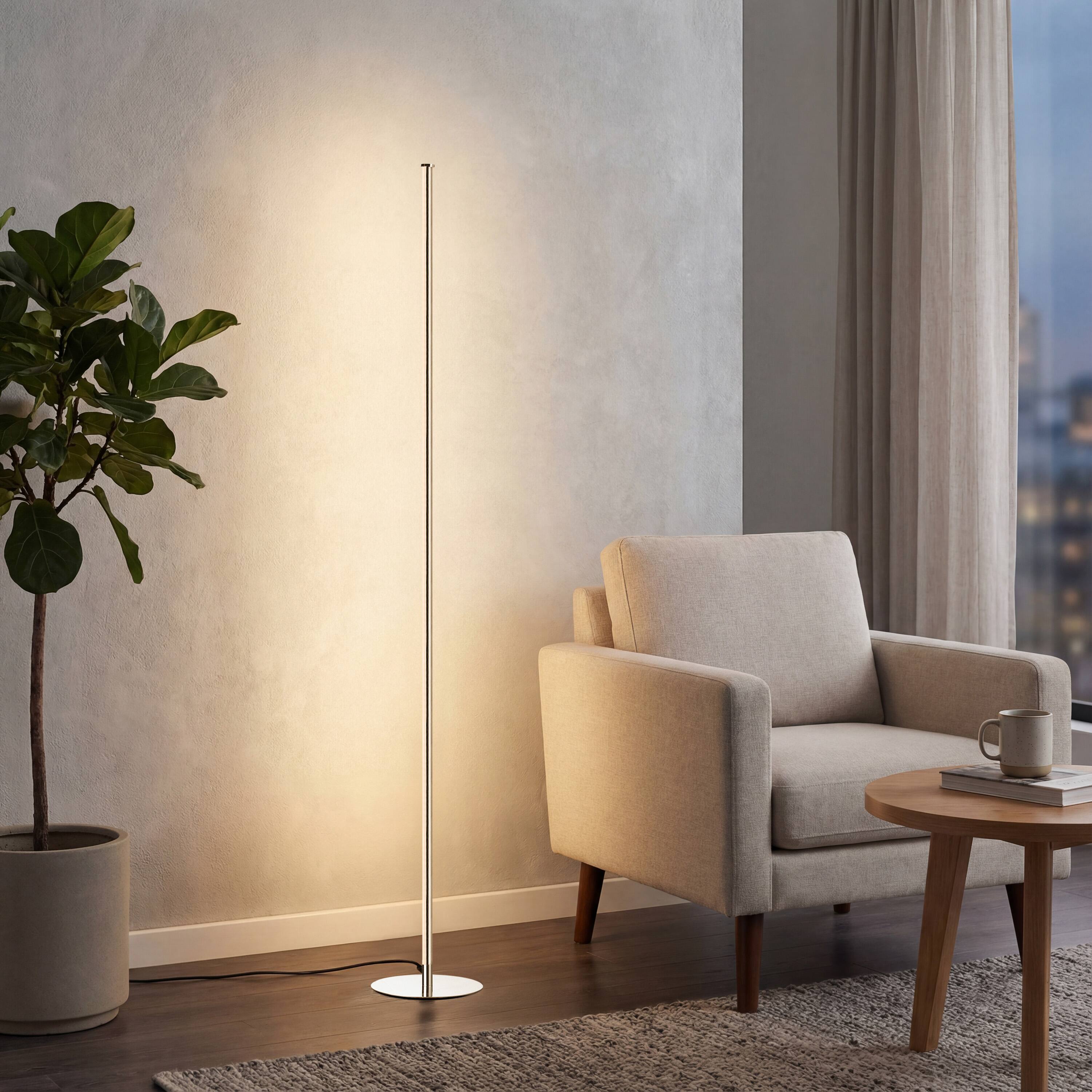 Alt View 1. Jonathan Y - Iris 59.5" LED Integrated Floor Lamp, Chrome - Chrome.