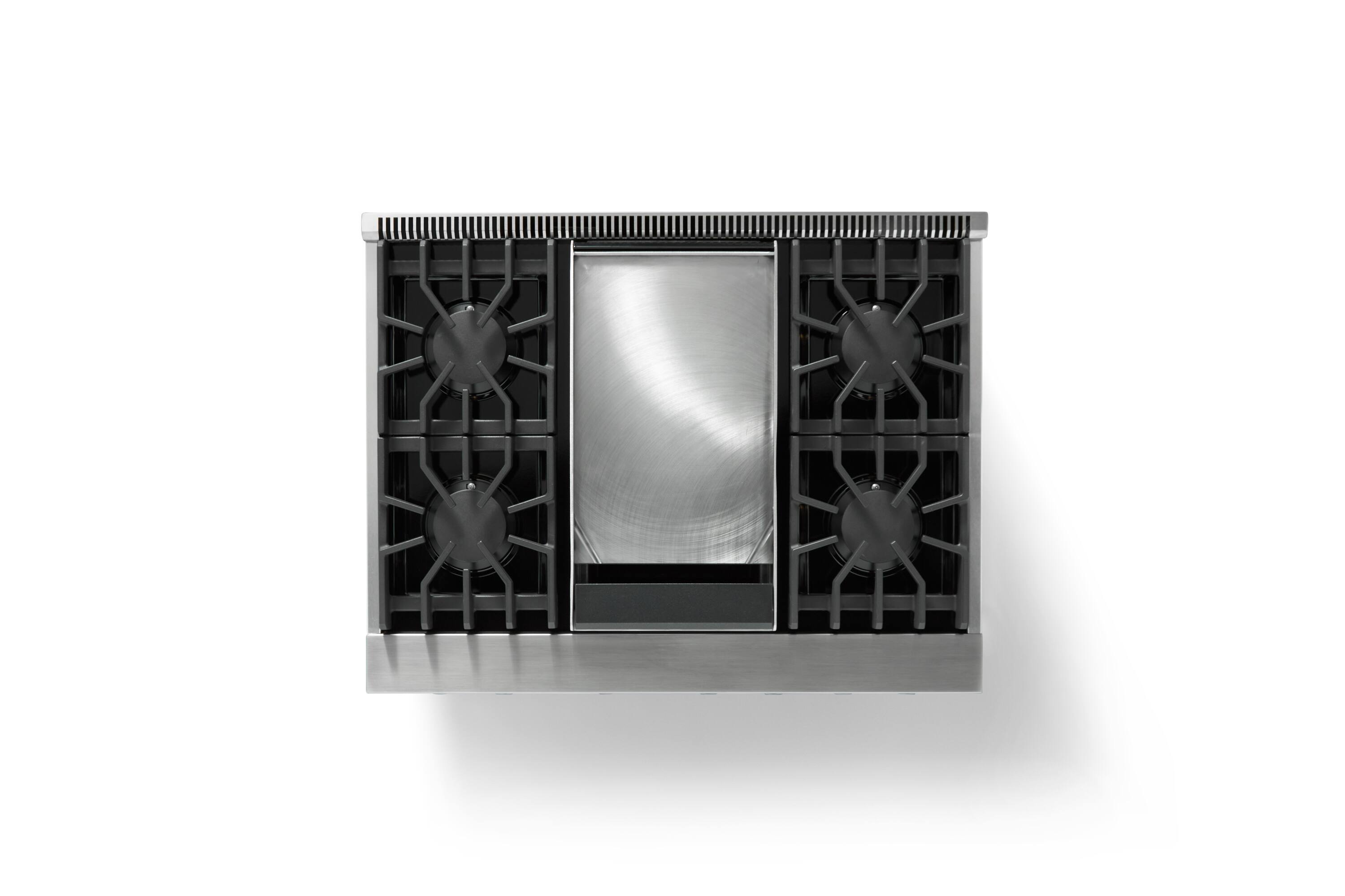 Alt View 4. Viking - 5.1 Cu. Ft. 36"W Freestanding LP Gas Sealed 4 Burner Range with Griddle - Stainless Steel - Stainless steel.