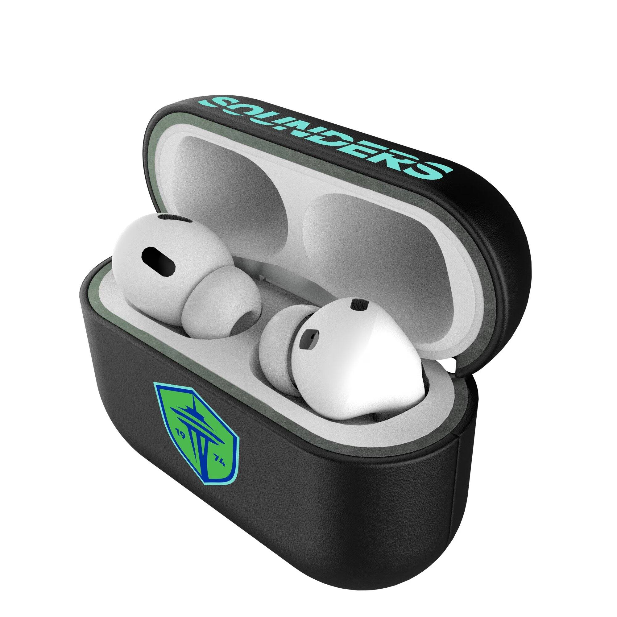 Alt View 3. Keyscaper - Seattle Sounders FC Black Seattle Sounders FC Insignia AirPods Case Cover - No Size - Black.