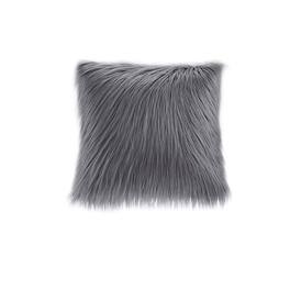 Gracie Mills - Acevedo Plush Faux Fur Square Pillow - Gray
