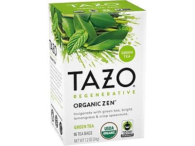 TAZO  
Regenerative  
Organic Zen  

Green Tea  
Invigorate with green tea, bright lemongrass & crisp spearmint.  

16 Tea Bags  
USDA Organic  
Net WT 12 oz (34g)