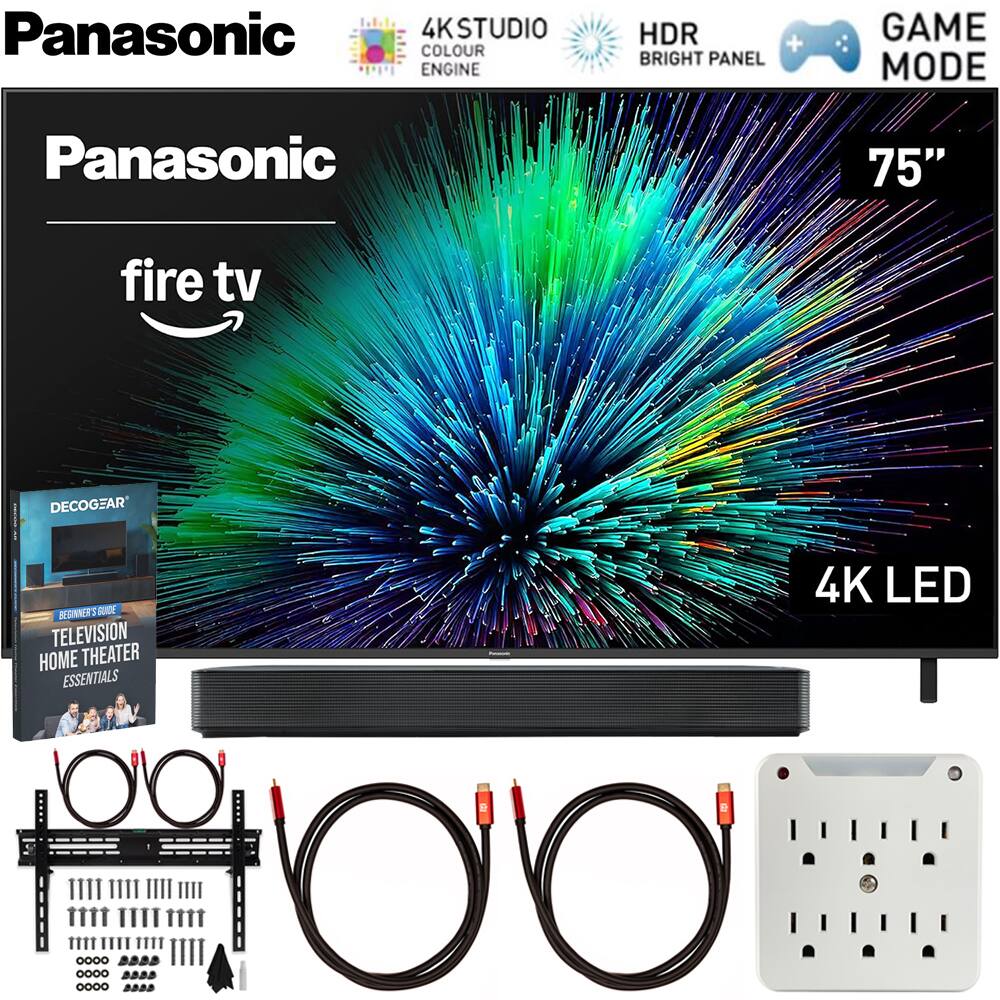 Panasonic 75" Fire TV 4K LED Television  
- 4K Studio Colour Engine  
- HDR Bright Panel  
- Game Mode  
- Audio  
- Decogear Beginner's Guide: Television Home Theater Essentials