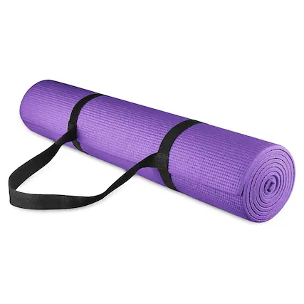 Front. Fitvids - Fitvids 1/4” High Density Thick Non Slip Workout Yoga Mat & Carry Strap, Purple - Purple.
