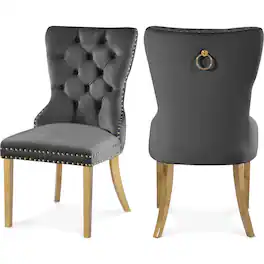 Meridian Furniture - Carmen Grey Velvet Dining Chairs, Set of 2 - Gray