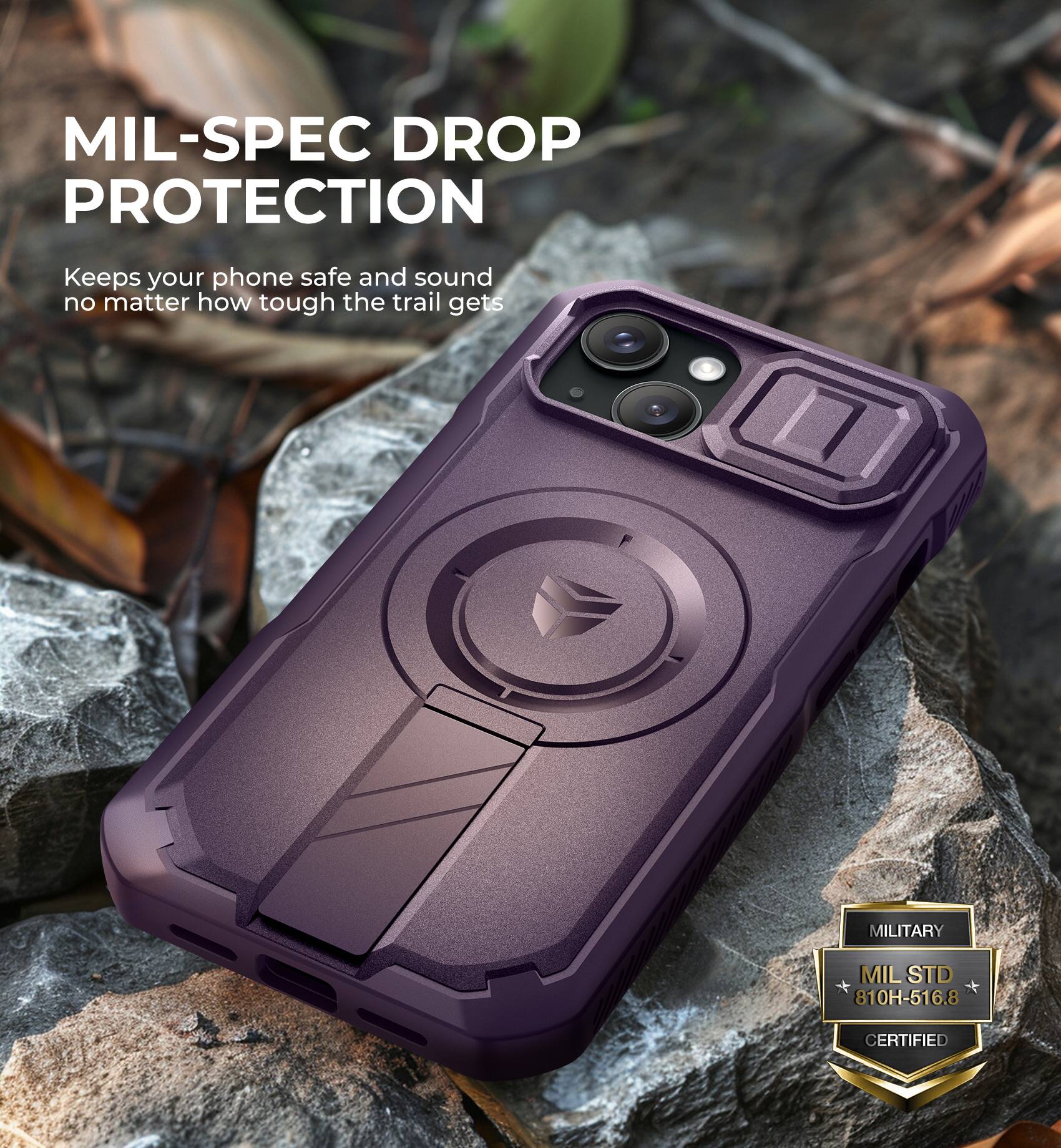 MIL-SPEC DROP PROTECTION
Keeps your phone safe and sound no matter how tough the trail gets
MILITARY MIL STD 810H-516.8 CERTIFIED