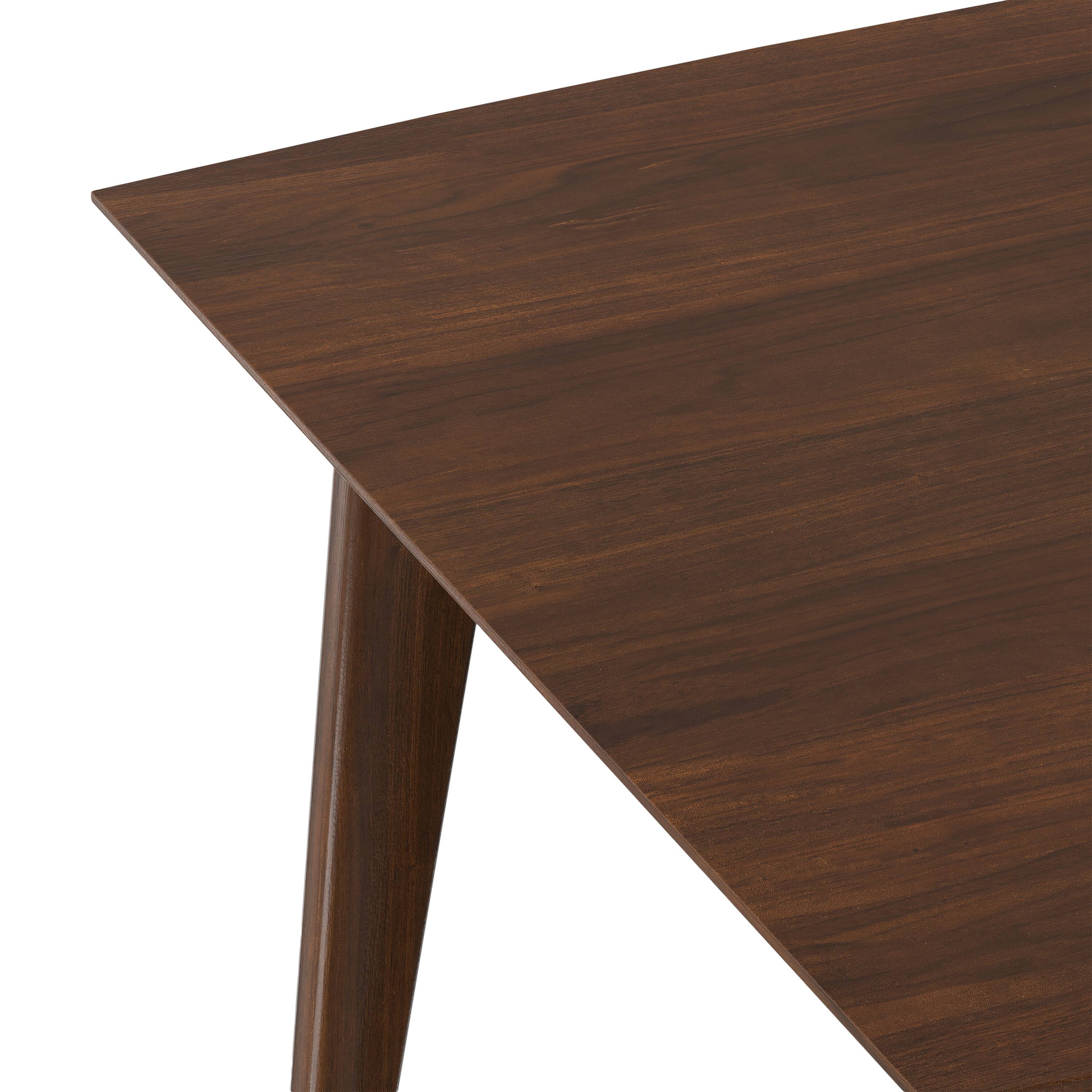 Alt View 6. Simpli Home - Draper SOLID WOOD and Rubberwood 66 inch x 40 inch Rectangle Mid Century Modern Dining Table in WALNUT WOOD - Walnut Veneer.