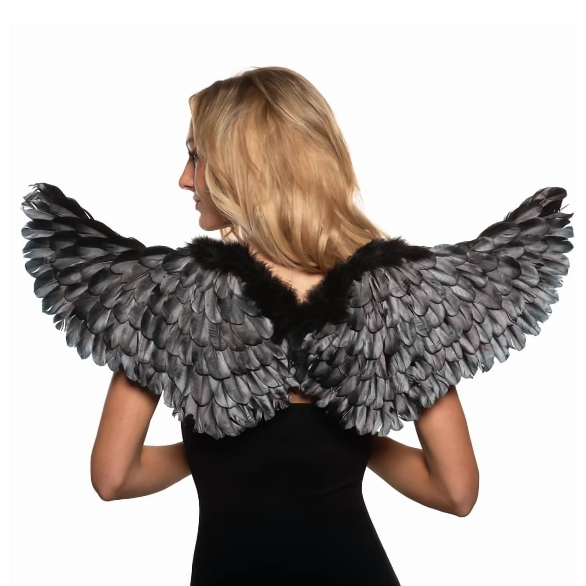 Front. Underwraps - Black Dark Angel Adult Costume Wings - Black.