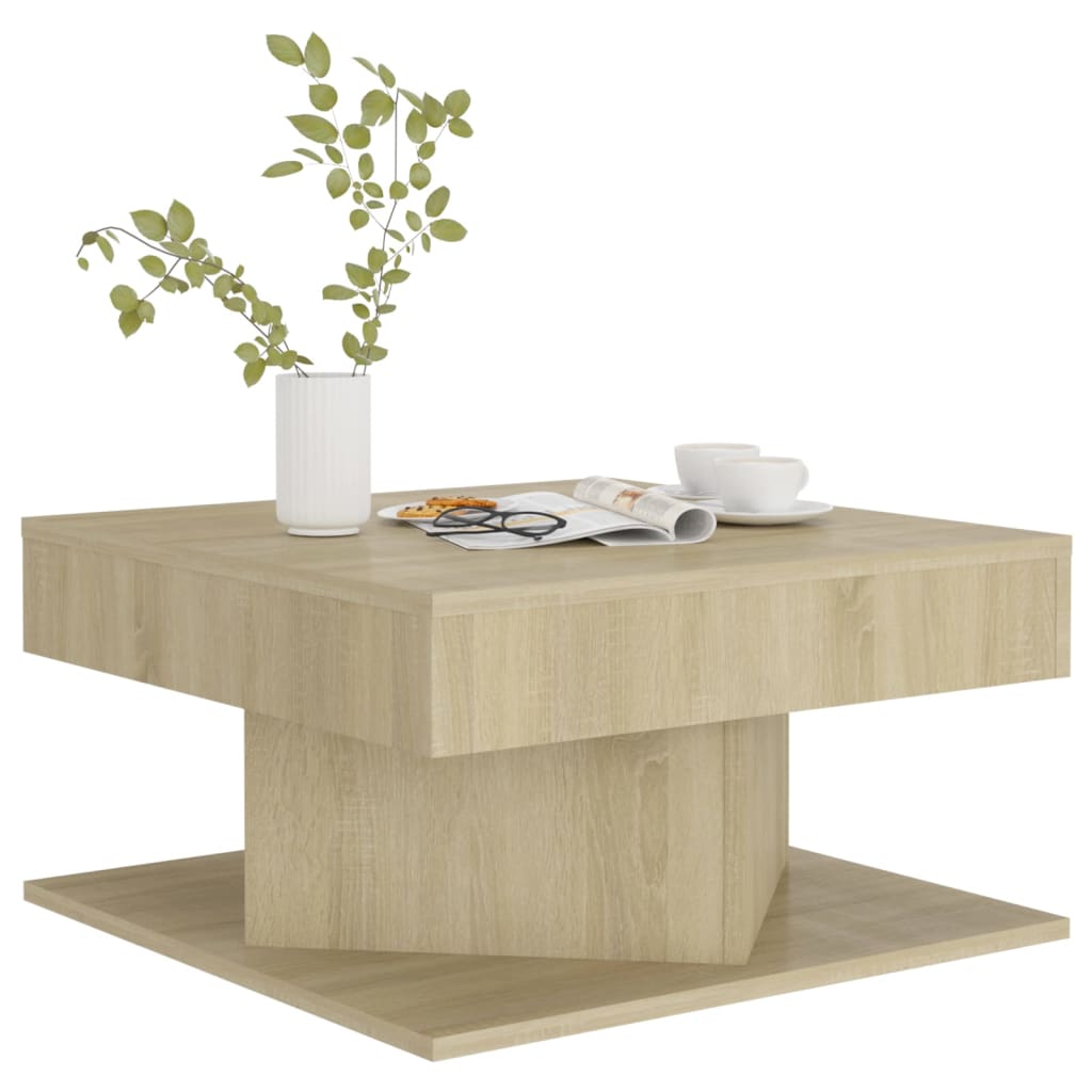 Alt View 3. Boyel Living - 22.4 x 22.4 x 11.8 in. Square Engineered wood Small Simple Coffee Table in Sonoma oak Beige - Beige.