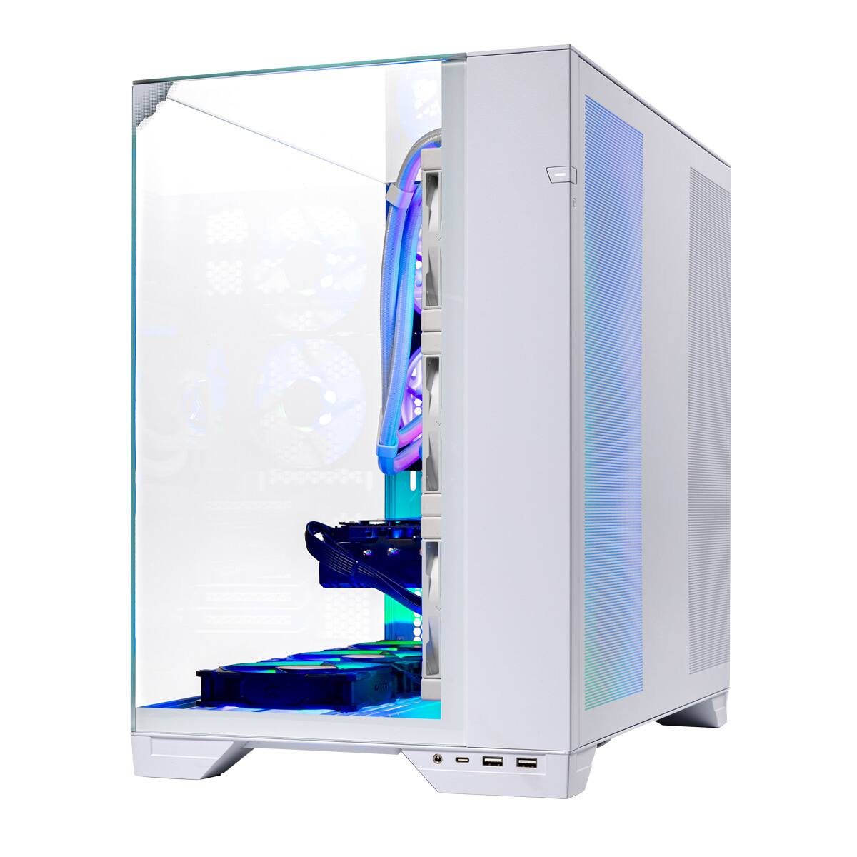 Left. Skytech Gaming - Skytech O11V - AMD Ryzen 9 9900X3D, 5090, 64GB 6000 MHz DDR5 RAM, 1200W GOLD A3 PSU - White.