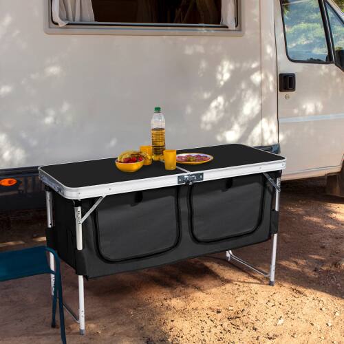 Alt View 8. Winado - 4FT Portable Aluminum Folding Camping Table with Storage, Adjustable Height, Carry Handle for Outdoor Camping Pinic - Black.