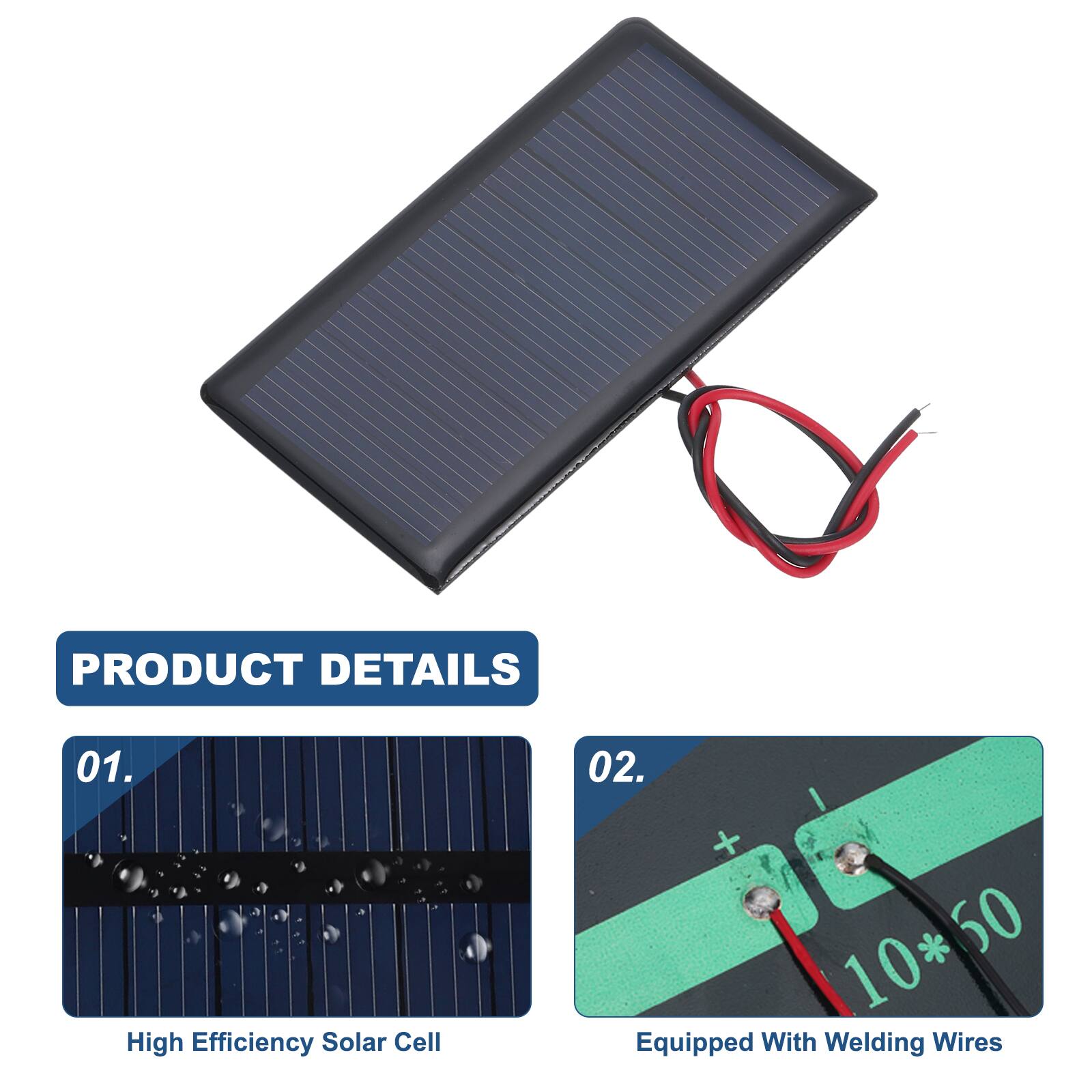 PRODUCT DETAILS

01. High Efficiency Solar Cell

02. I + 10*50 * 60
Equipped With Welding Wires