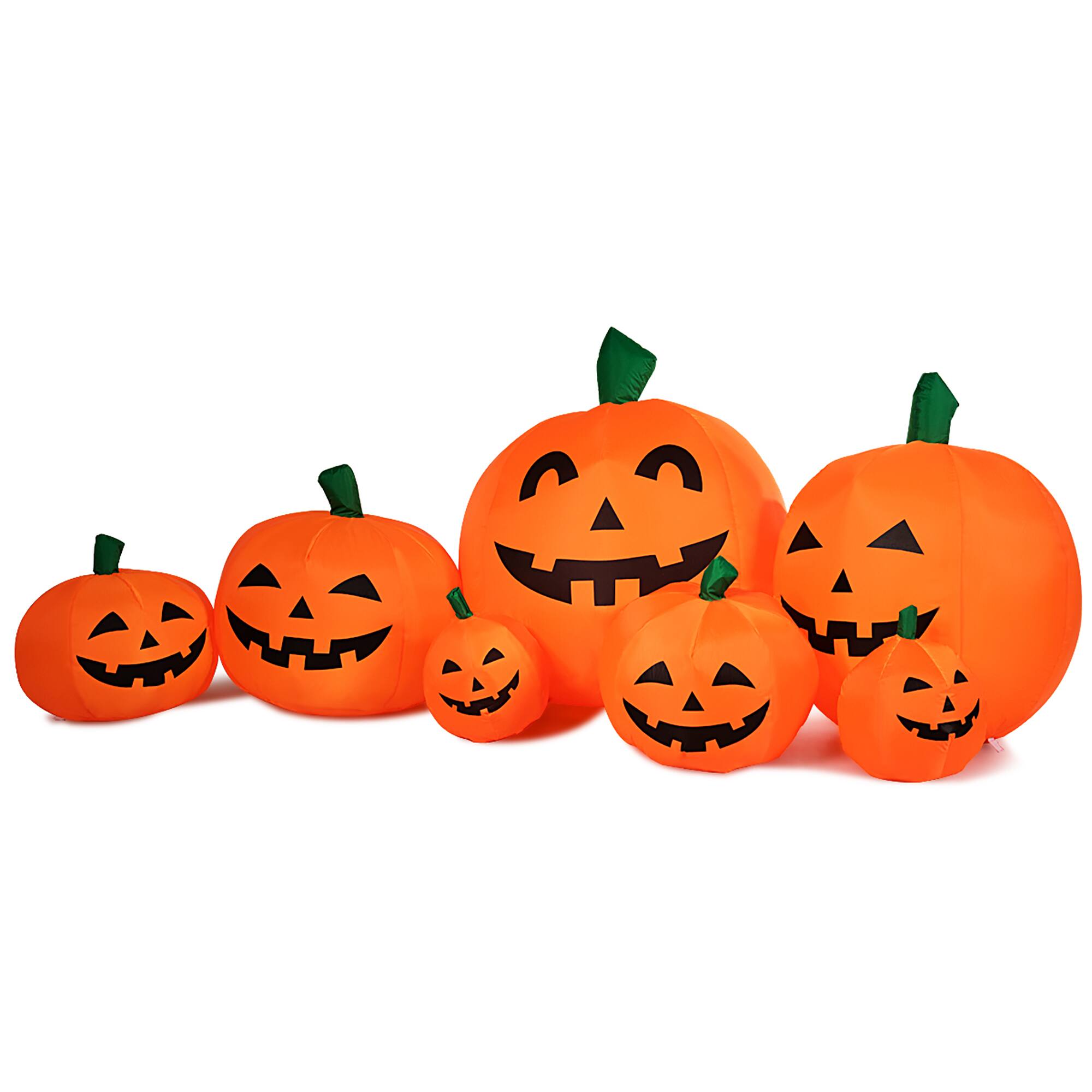 Alt View 17. Costway - 7.5' Halloween Inflatable 7 Pumpkins Patch W/LED Light Outdoor Garden Decoration - Orange.