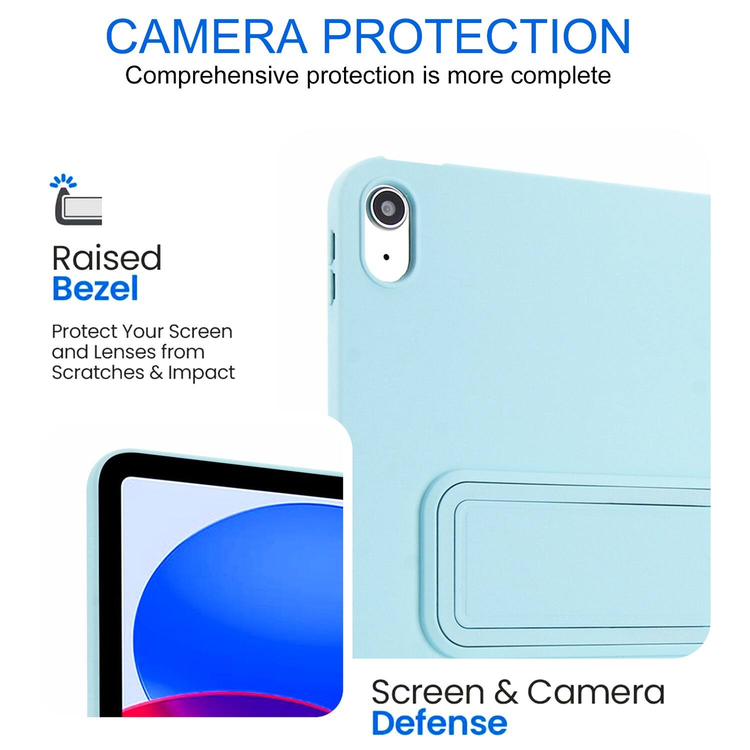 CAMERA PROTECTION  
Comprehensive protection is more complete  

Raised Bezel  
Protect Your Screen and Lenses from Scratches & Impact  

Screen & Camera Defense