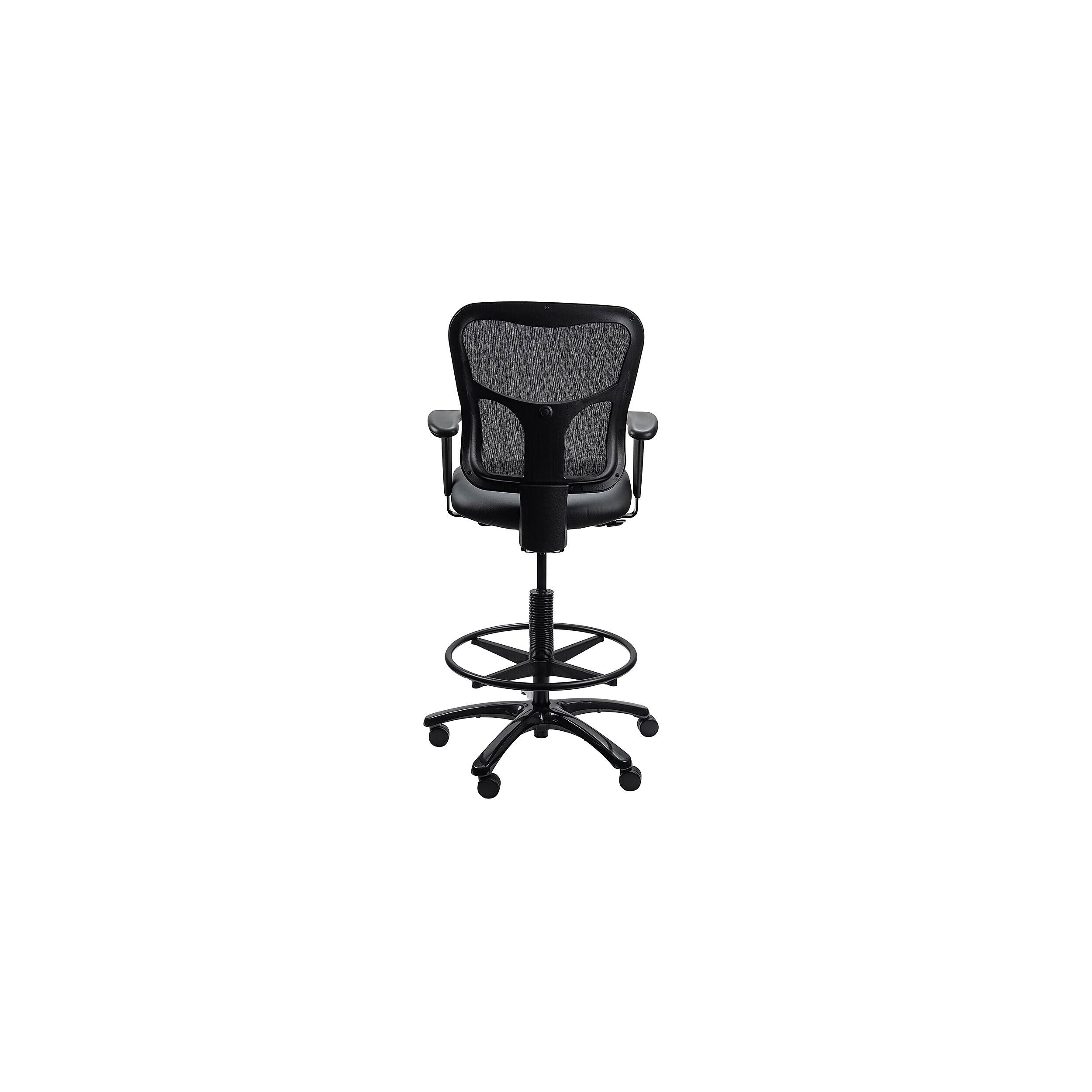 Alt View 4. Tempur-Pedic - Vinyl Drafting Chair with Backrest and Footrest with Lumbar Support, Black (TP8200-DBLKV) - Black.