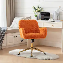 Z-Edge - Modern Home Office Desk Chair with Golden Metal Base, Adjustable Height, 360 Degree Swivel, Smooth-Rolling Wheels - Orange