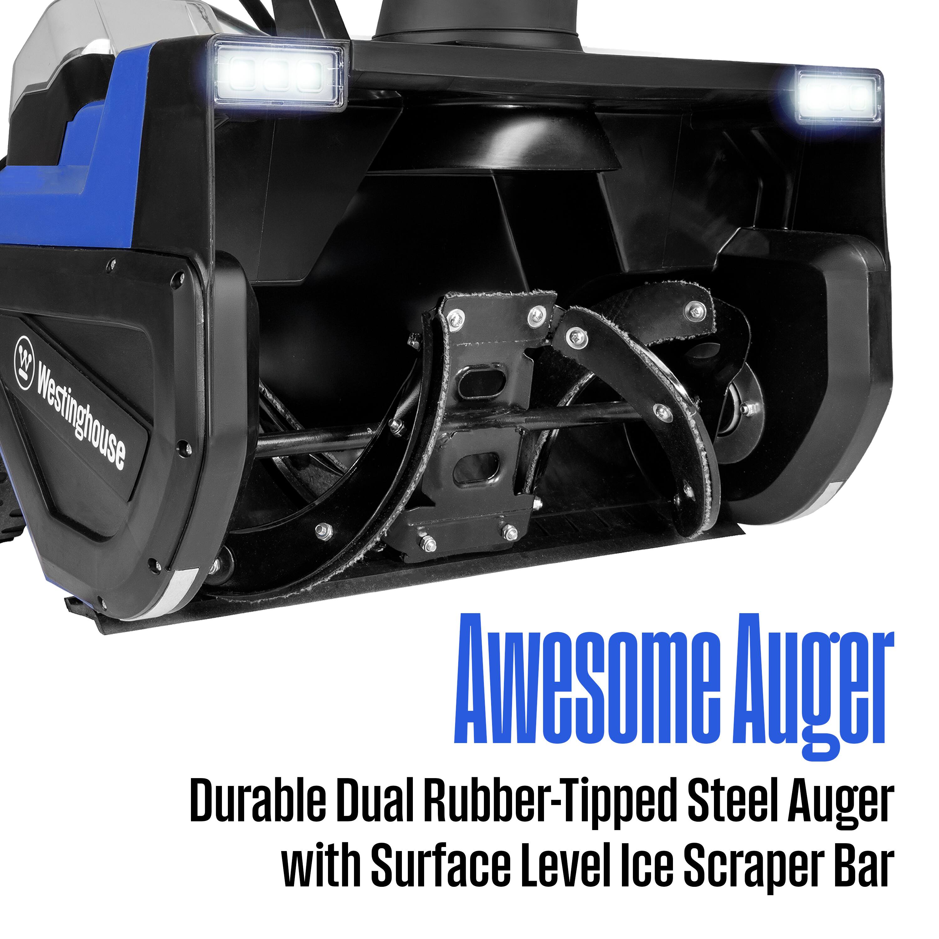Westinghouse Awesome Auger Durable Dual Rubber-Tipped Steel Auger with Surface Level Ice Scraper Bar