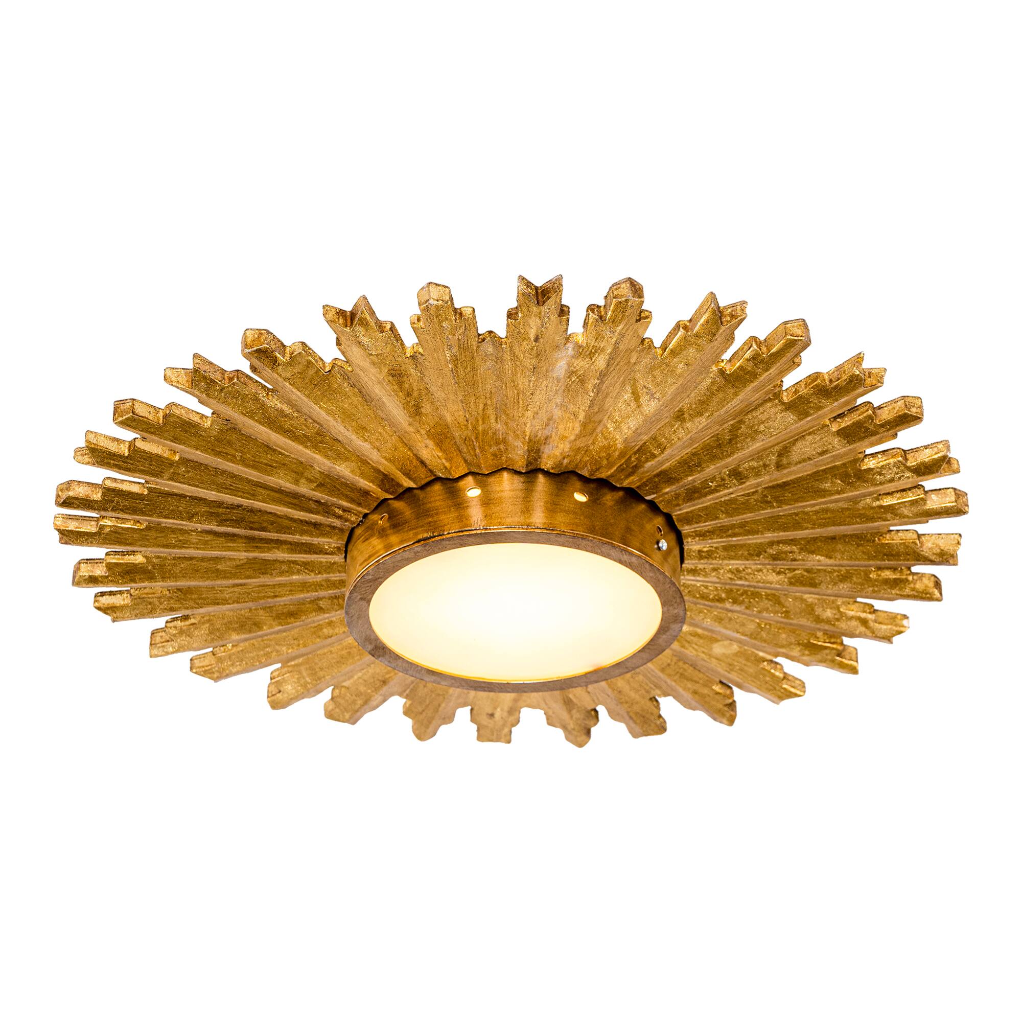 Back. Parrot Uncle - Golden Sunburst Flush Mount LED Lighting - Gold.