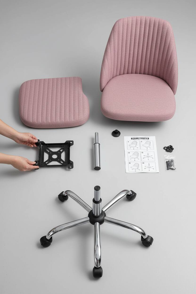 Alt View 1. AOITUN - Armless Office Chair Cute Desk Chair for Dorms and Home Offices - Comfort and Style for Daily Use - Pink.
