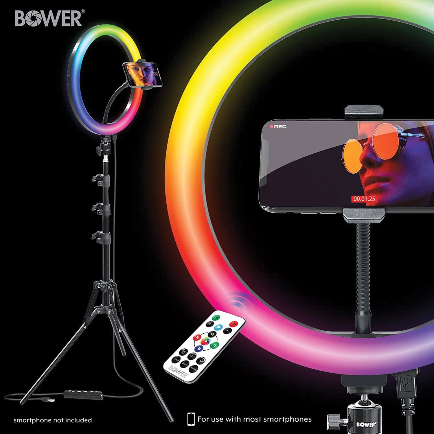 BOWER  
REC - 00:01:25 - P WF a g . D . I 2 D - - BOWER  
smartphone not included  
For use with most smartphones