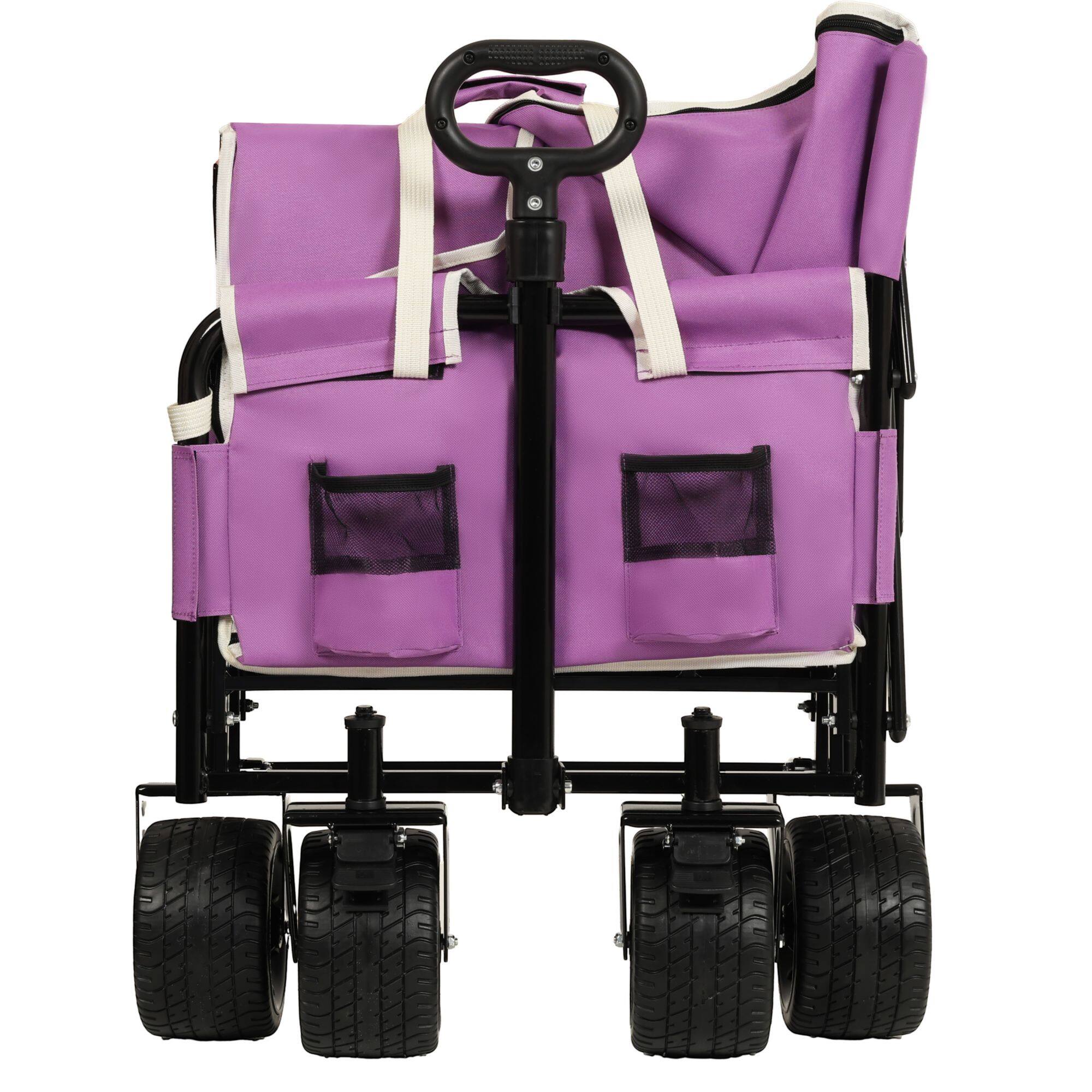Alt View 10. Loheer - Loheer Folding Wagon Cart Heavy Duty Collapsible Utility Wagon with Seat All Terrain Wheels for Beach Camping Purple.