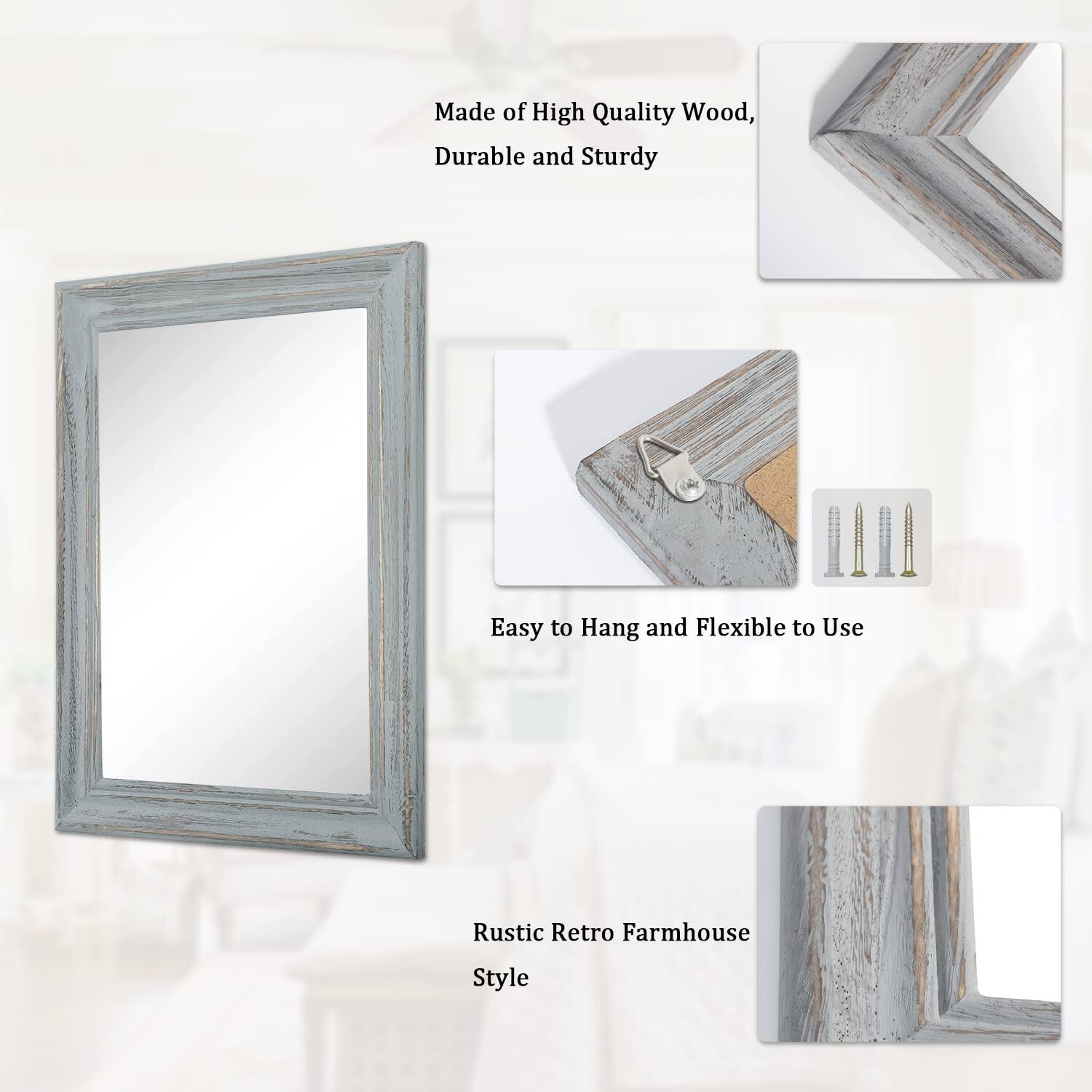 Made of High Quality Wood, Durable and Sturdy

Easy to Hang and Flexible to Use

Rustic Retro Farmhouse Style