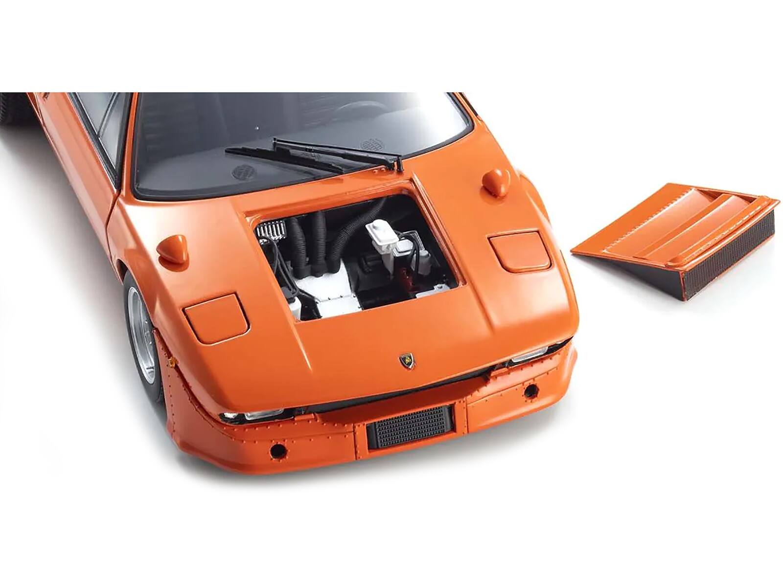 Angle. Kyosho - Lamborghini Urraco Rally Orange 1/18 Diecast Model Car by Kyosho - Orange.