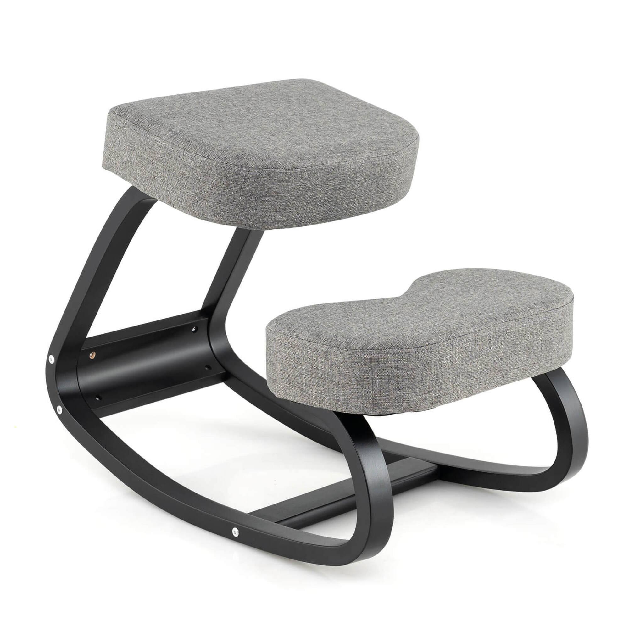 Alt View 9. Costway - Costway Rocking Kneeling Chair Ergonomic Posture Correcting Back Pain Padded Cushion - Black/Grey.