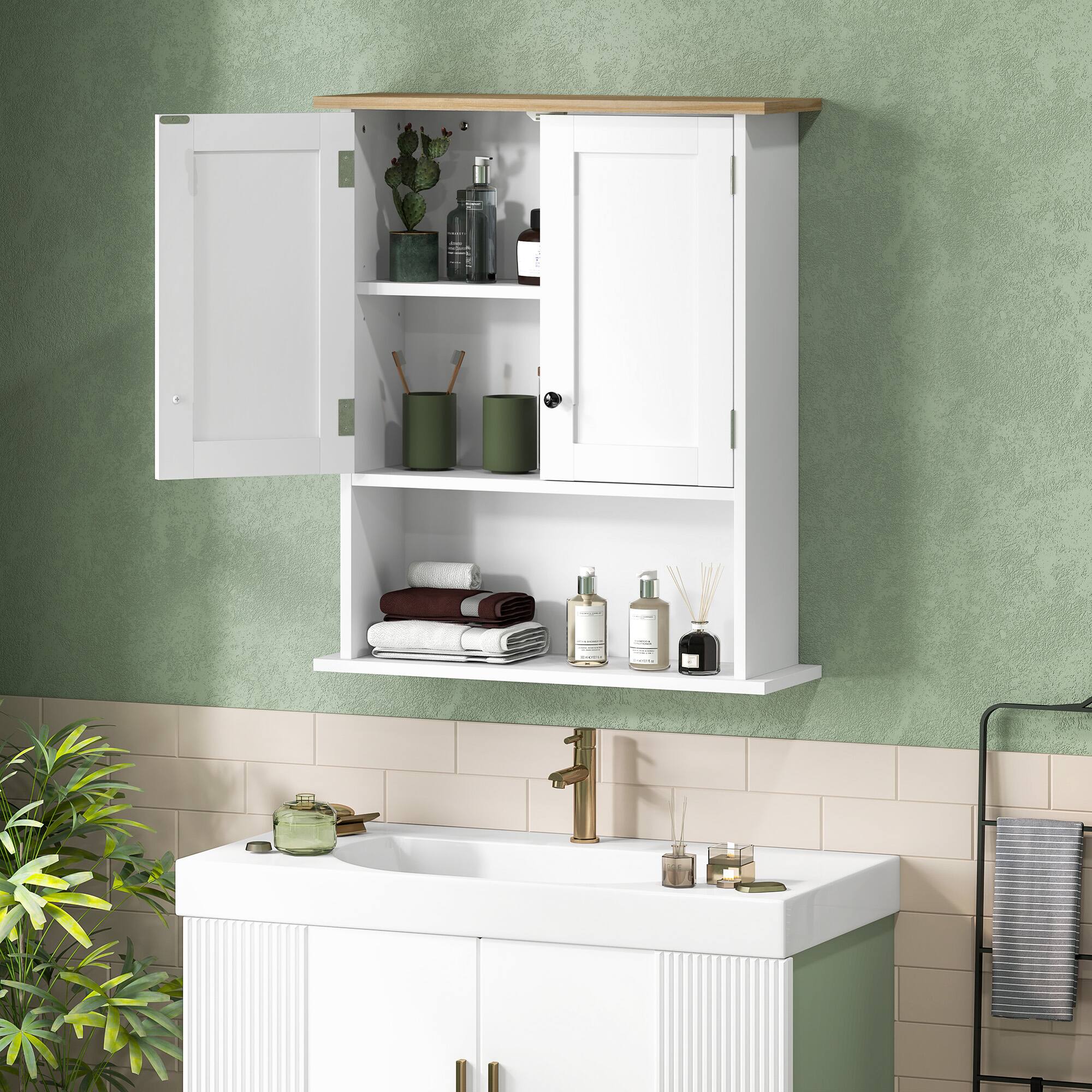 Alt View 1. Homcom - Mounted Bathroom Cabinet - White.