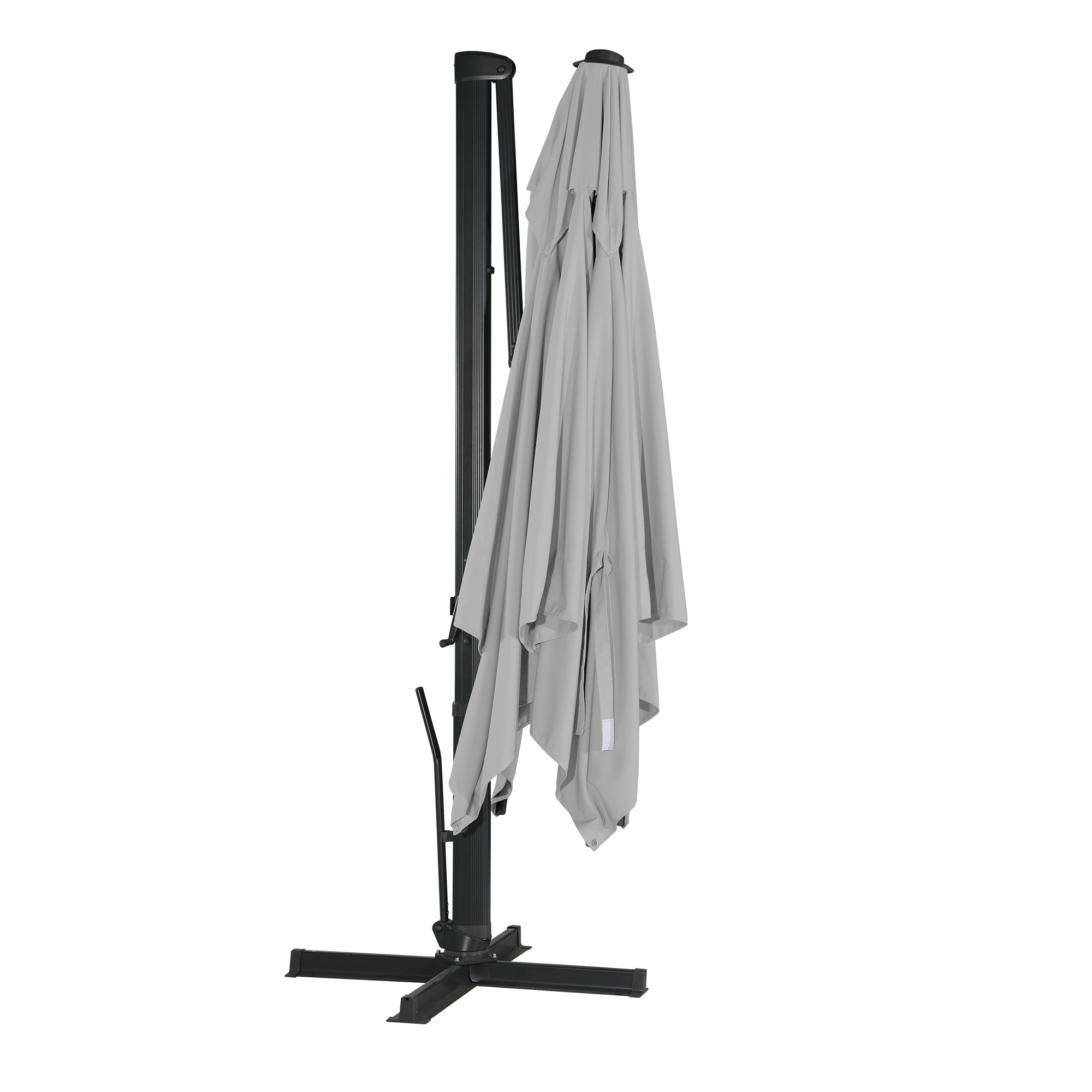 Angle. Mondawe - 10x13ft Cantilever Patio Umbrella with 360° Rotation, DIY Drape Hook - Gray.