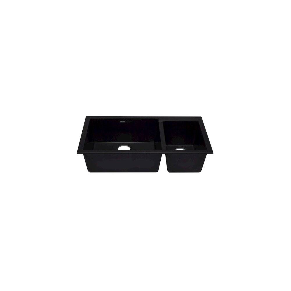 Alt View 4. Alfi - ALFI brand Black 34 Double Bowl Undermount Granite Composite Kitchen Sink - Black.