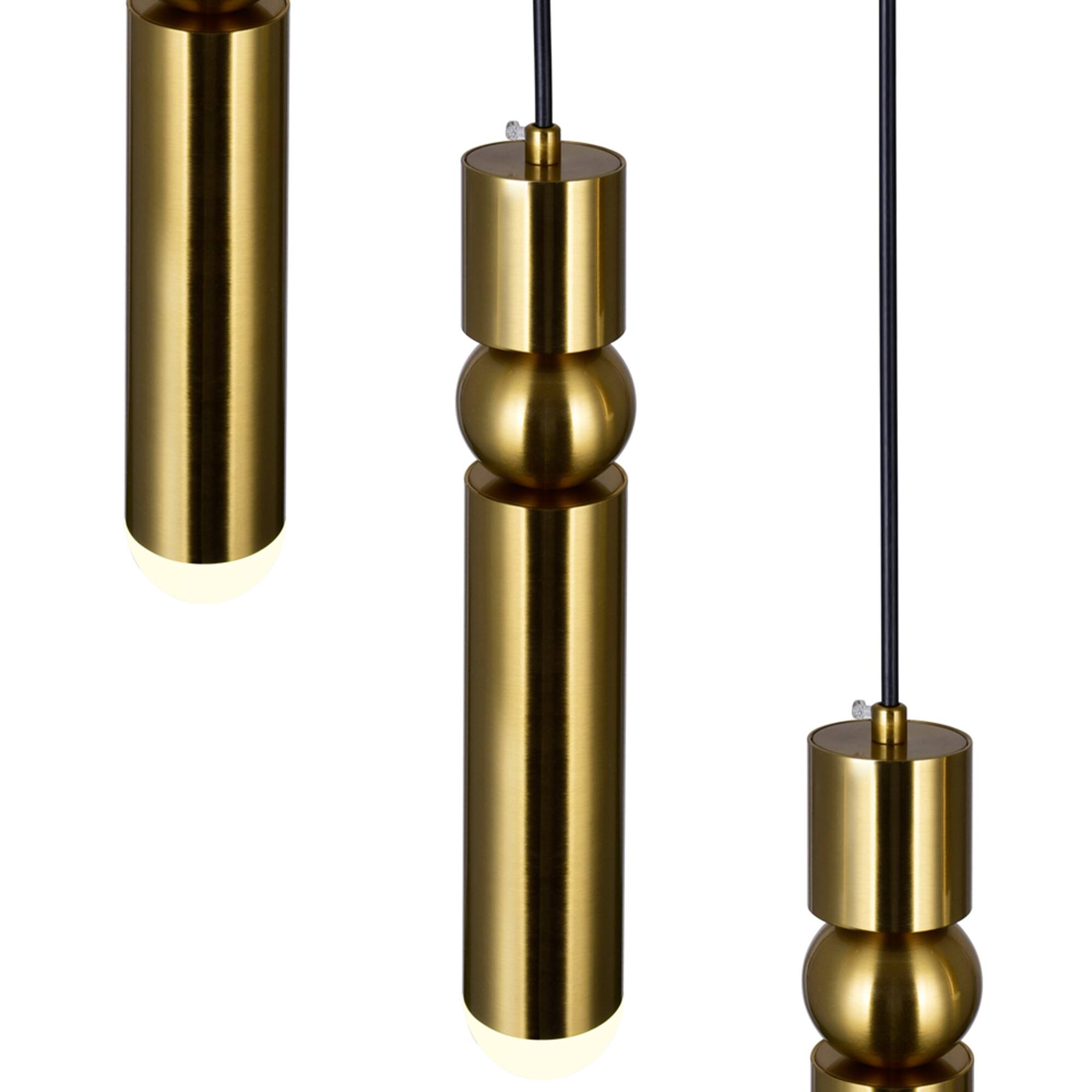 Left. CWI Lighting - Chime LED Island/Pool Table Chandelier With Brass Finish - Brass.