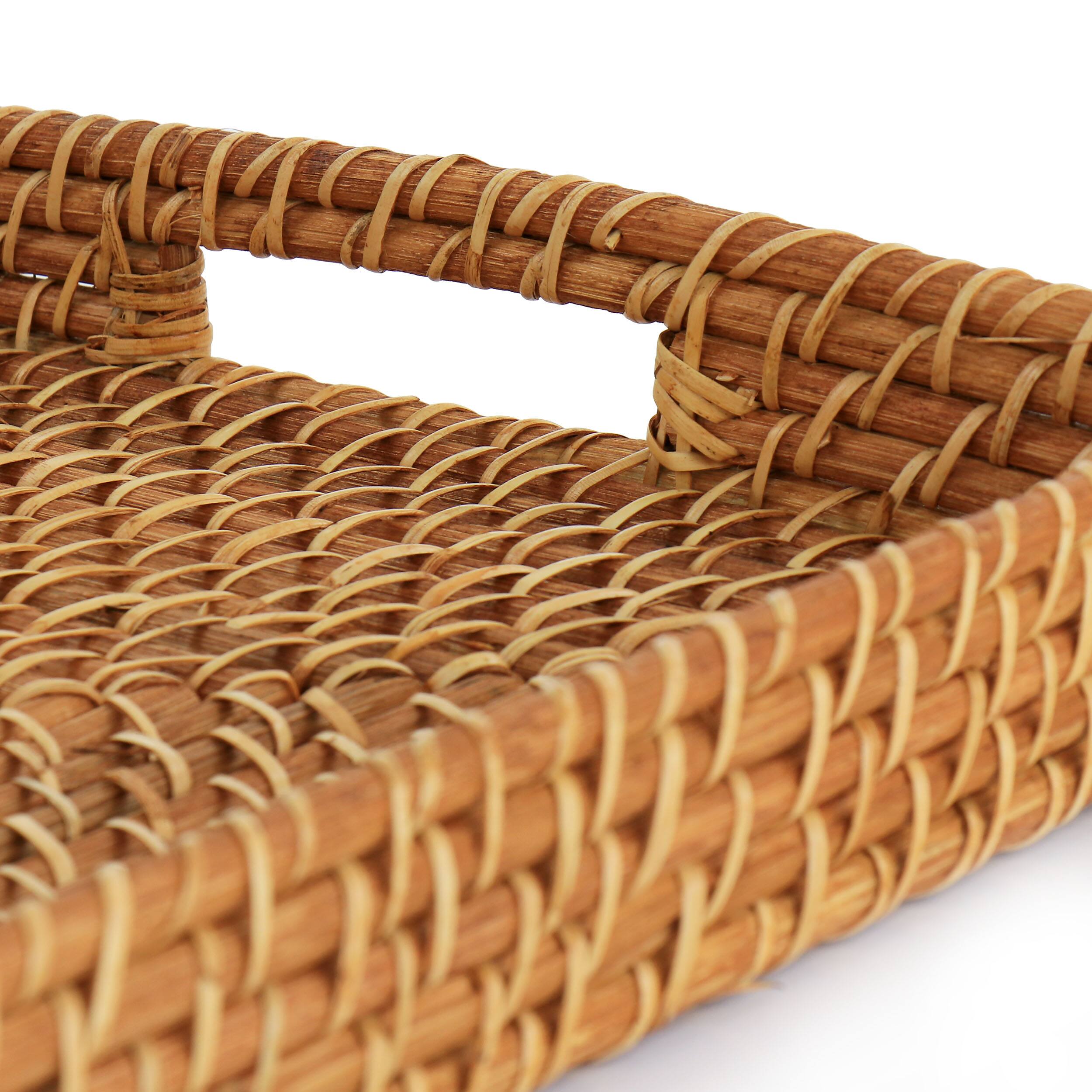 Alt View 3. Martha Stewart - Martha Stewart 16 Inch Rattan Woven Serving Tray in Brown - Brown.