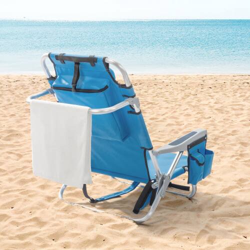 Alt View 7. Winado - 32in Portable Folding Backpack Beach Camping Chair, Heavy Duty, Aluminum Reclining Chair for In/Outdoor Beach Garden - Blue.