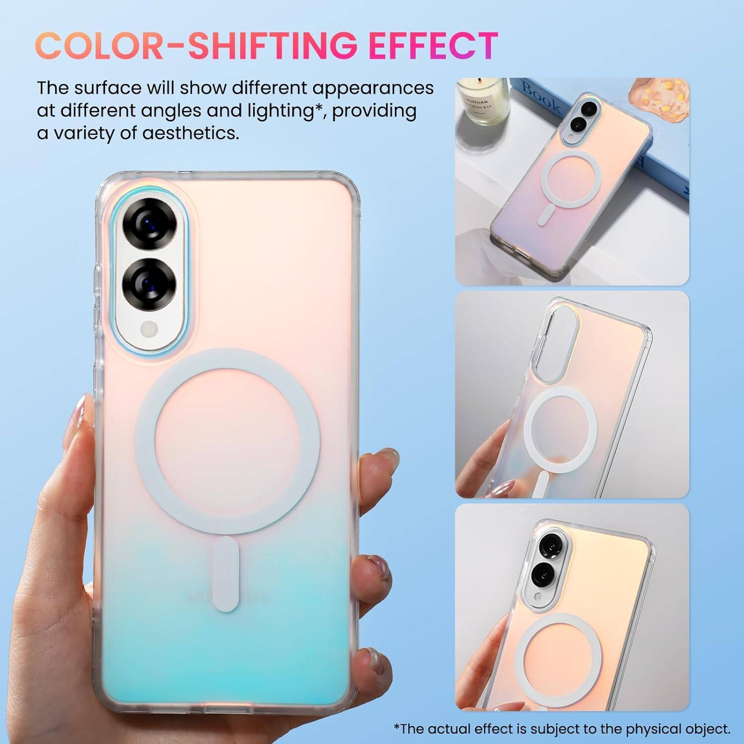 COLOR-SHIFTING EFFECT

The surface will show different appearances at different angles and lighting*, providing a variety of aesthetics.

*The actual effect is subject to the physical object.
