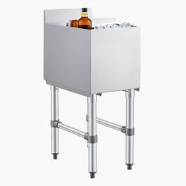 VEVOR - Commercial Ice Bin, 29.6 Qt Max Capacity, 12 x 19 x 33 Inch Stainless Steel Ice Chest with Sliding Lid and Bottle - Silver